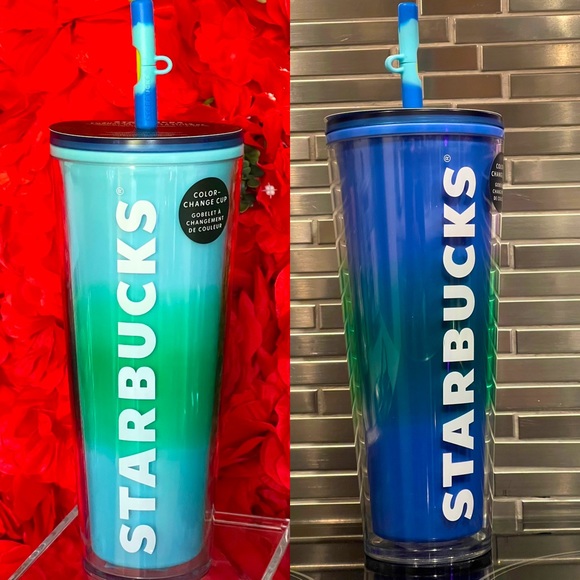 NWT💙Starbucks 2023 Blue Blossom Color Changing Tumbler with Swirl Straw - Picture 1 of 10